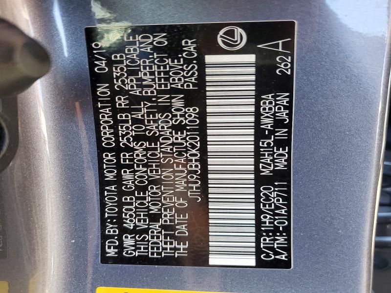 Продаж на аукціоні авто 2019 Lexus Ux, vin: JTHU9JBH0K2011098, номер лоту: 55585376