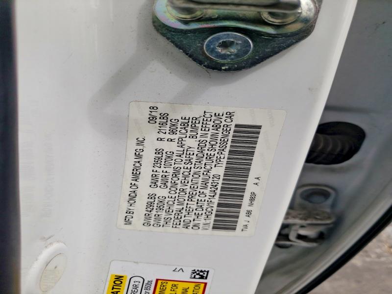 52080706 :رقم المزاد ، 1HGCV1F14JA243120 vin ، 2018 Honda Accord مزاد بيع