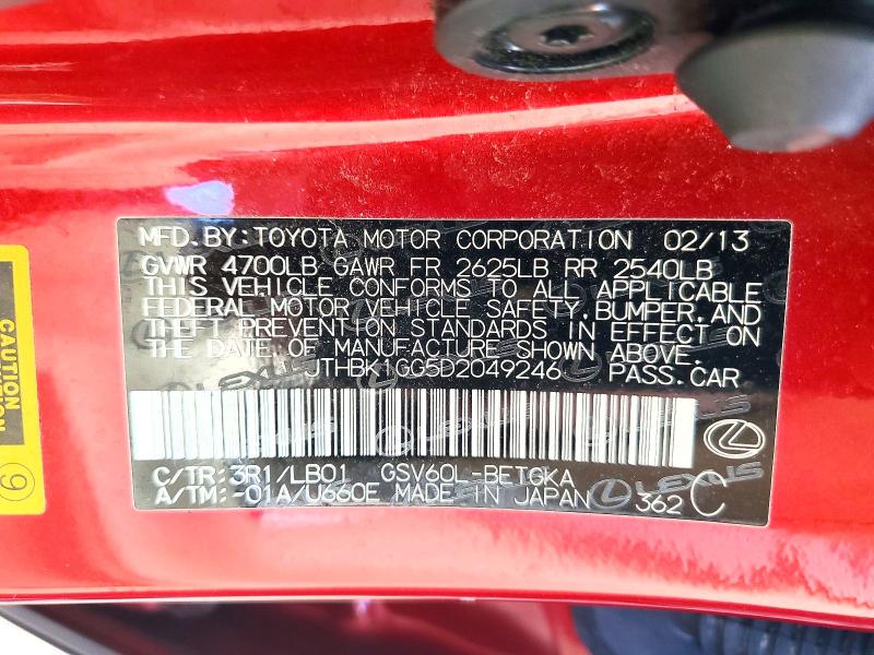 Aukcja sprzedaży 2013 Lexus Es, vin: JTHBK1GG5D2049246, numer aukcji: 52814326