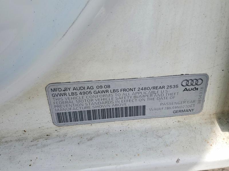 Aukcja sprzedaży 2009 Audi A4, vin: WAULF78K49N027063, numer aukcji: 54829046