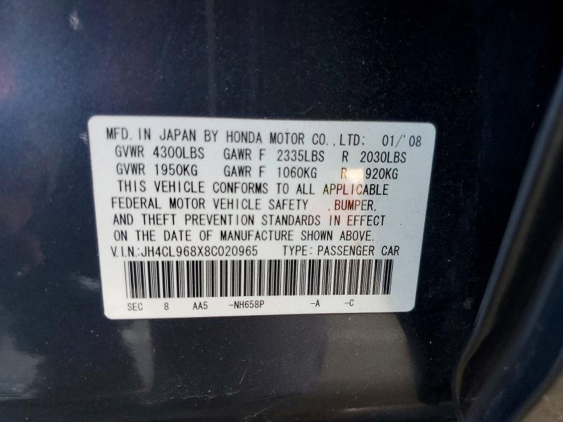 Aukcja sprzedaży 2008 Acura Tsx, vin: JH4CL968X8C020965, numer aukcji: 52714506