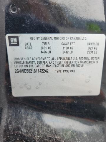 2008 Buick Lacrosse მანქანა იყიდება აუქციონზე, vin: 2G4WD582181142242, აუქციონის ნომერი: 55571066