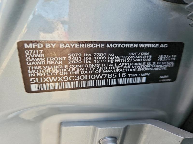 Aukcja sprzedaży 2017 Bmw X3, vin: 5UXWX9C30H0W78516, numer aukcji: 54900736