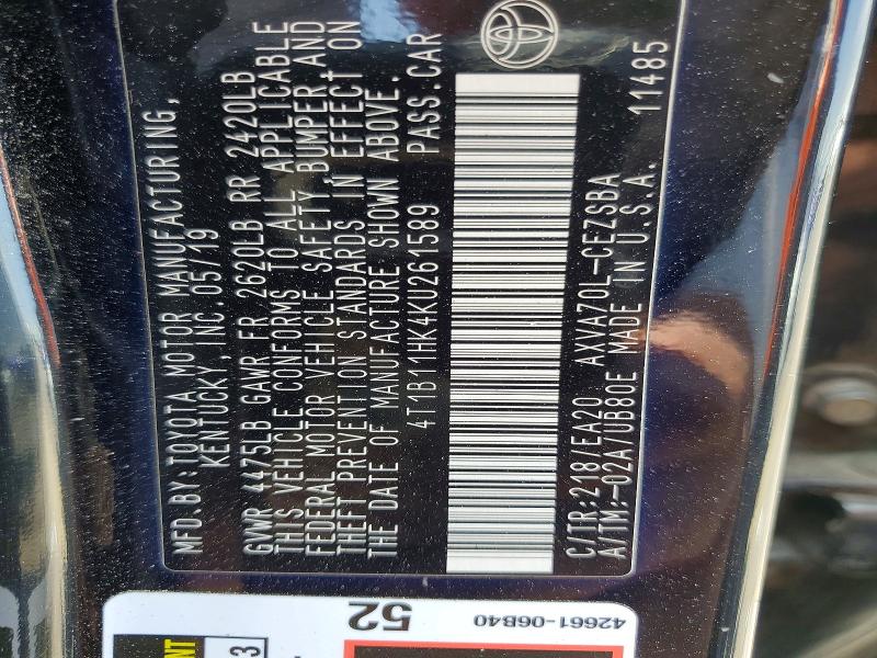Aukcja sprzedaży 2019 Toyota Camry, vin: 4T1B11HK4KU261589, numer aukcji: 53477906