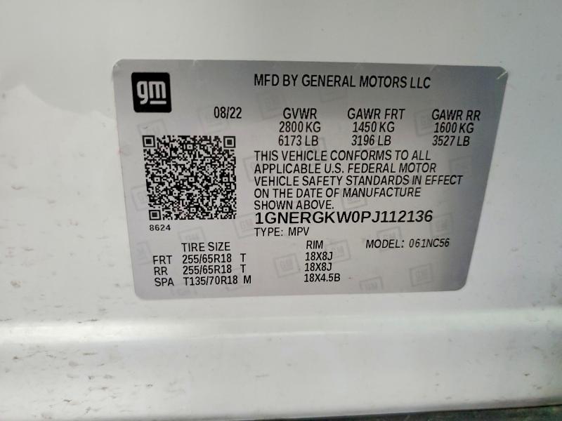 2023 Chevrolet Traverse მანქანა იყიდება აუქციონზე, vin: 1GNERGKW0PJ112136, აუქციონის ნომერი: 53007116