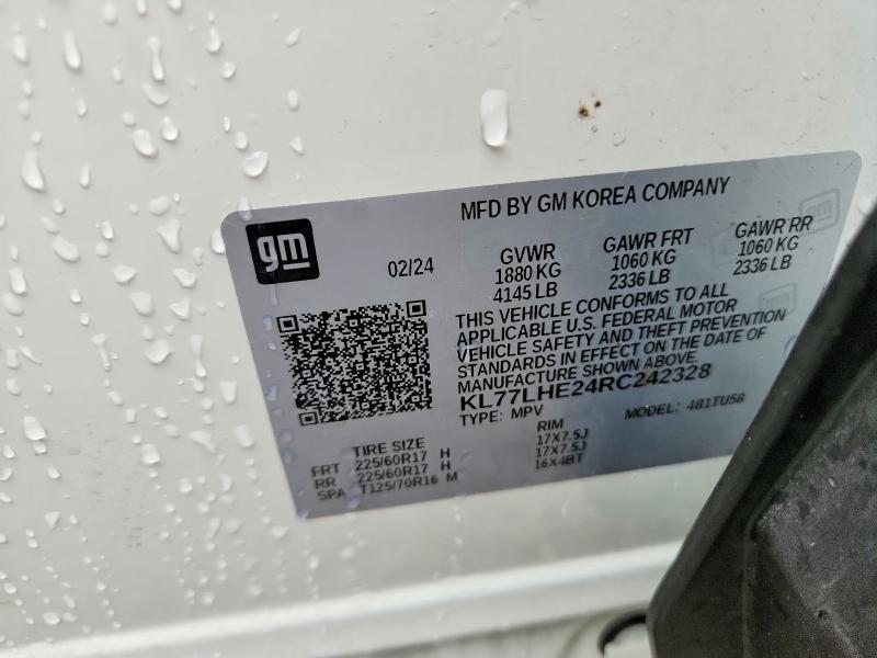 55037586 :رقم المزاد ، KL77LHE24RC242328 vin ، 2024 Chevrolet Trax مزاد بيع