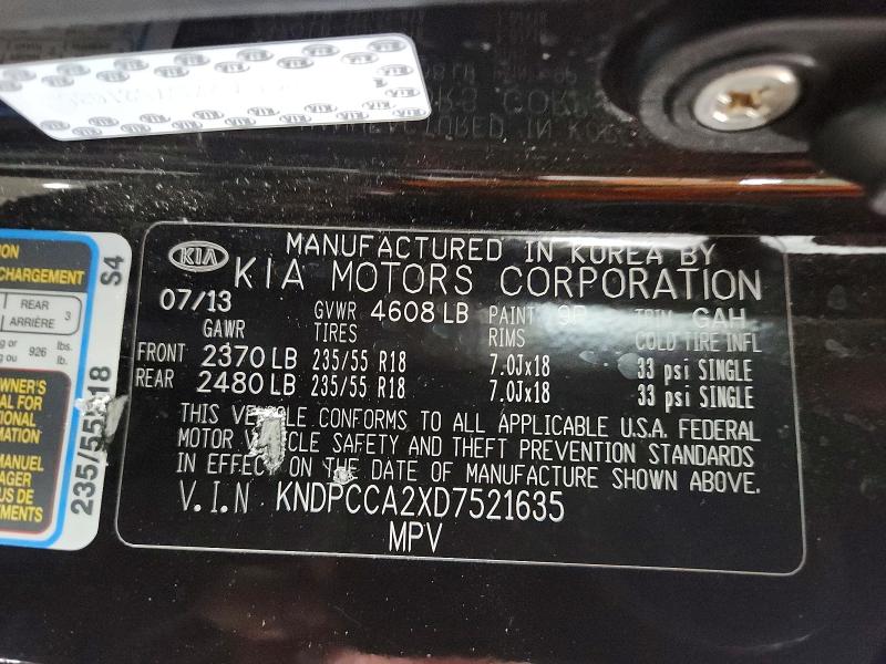 Aukcja sprzedaży 2013 Kia Sportage, vin: KNDPCCA2XD7521635, numer aukcji: 54875576