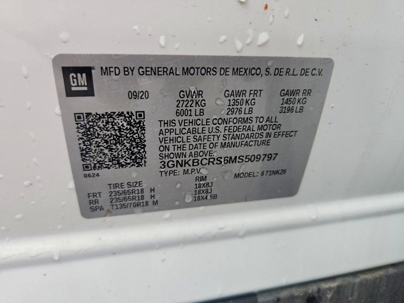 Продаж на аукціоні авто 2021 Chevrolet Blazer, vin: 3GNKBCRS6MS509797, номер лоту: 53834756