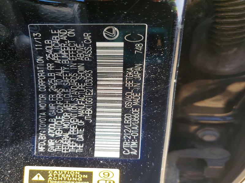 52730496 :رقم المزاد ، JTHBK1GG1E2103093 vin ، 2014 Lexus Es مزاد بيع