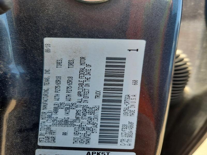53514946 :رقم المزاد ، 5TFUW5F13KX777621 vin ، 2019 Toyota Tundra مزاد بيع