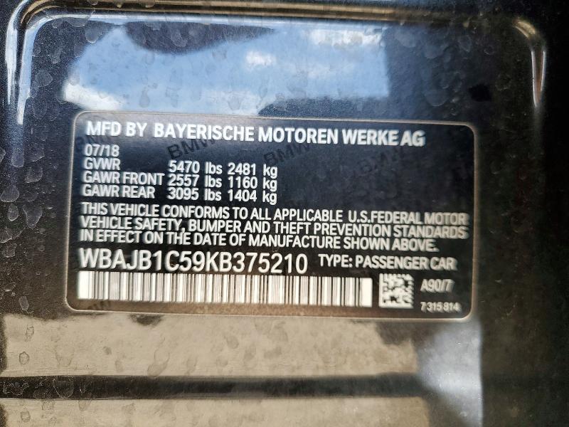 Aukcja sprzedaży 2019 Bmw 530e, vin: WBAJB1C59KB375210, numer aukcji: 52341696