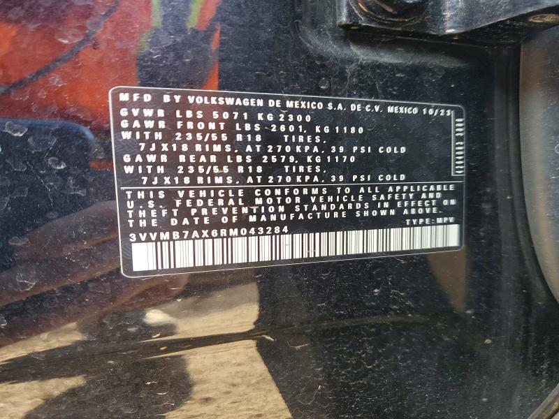 55109466 :رقم المزاد ، 3VVMB7AX6RM043284 vin ، 2024 Volkswagen Tiguan مزاد بيع
