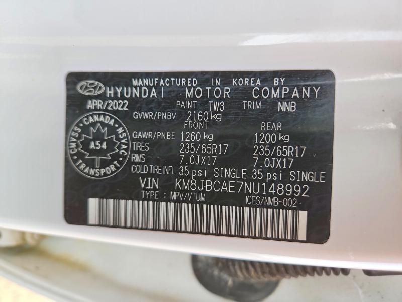 Продажа на аукционе авто 2022 Hyundai Tucson, vin: KM8JBCAE7NU148992, номер лота: 54830546