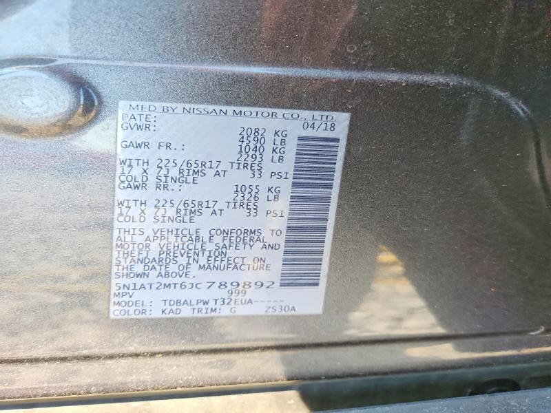 Продаж на аукціоні авто 2018 Nissan Rogue, vin: 5N1AT2MT6JC789892, номер лоту: 52258126