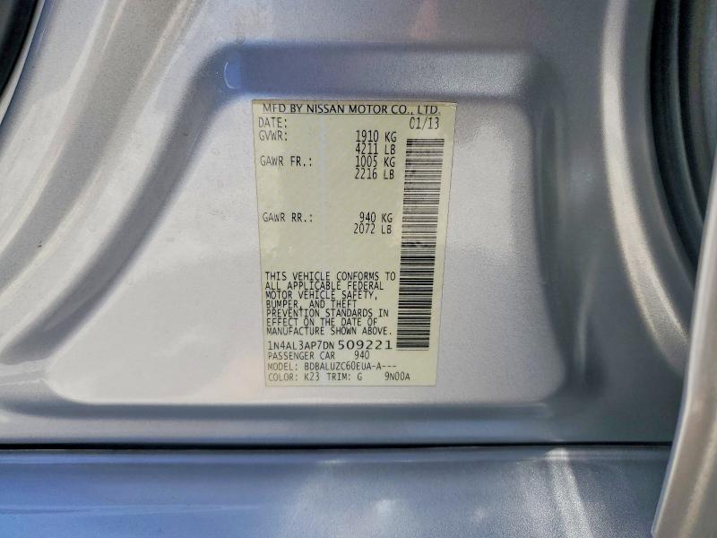 Продажа на аукционе авто 2013 Nissan Altima, vin: 1N4AL3AP7DN509221, номер лота: 53032176