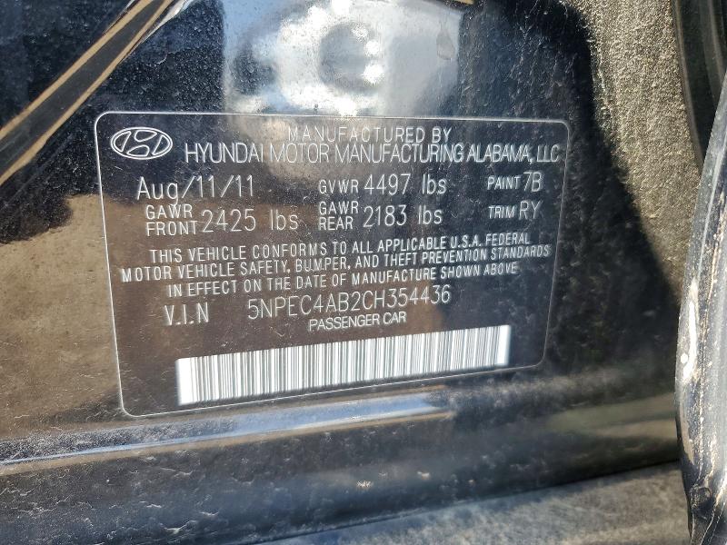 Aukcja sprzedaży 2012 Hyundai Sonata, vin: 5NPEC4AB2CH354436, numer aukcji: 52097376
