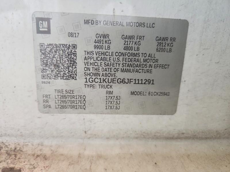 54612586 :رقم المزاد ، 1GC1KUEG6JF111291 vin ، 2018 Chevrolet Silverado مزاد بيع