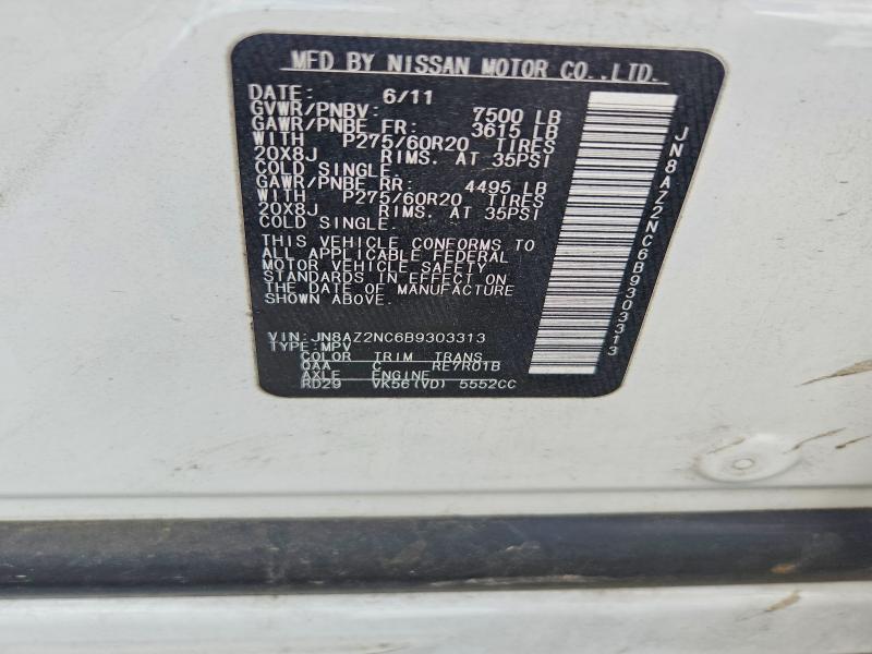 Aukcja sprzedaży 2011 Infiniti Qx56, vin: JN8AZ2NC6B9303313, numer aukcji: 54710426