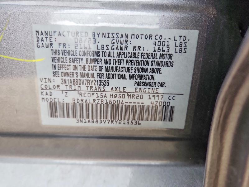 2024 Nissan Sentra მანქანა იყიდება აუქციონზე, vin: 3N1AB8DV7RY213536, აუქციონის ნომერი: 52491536