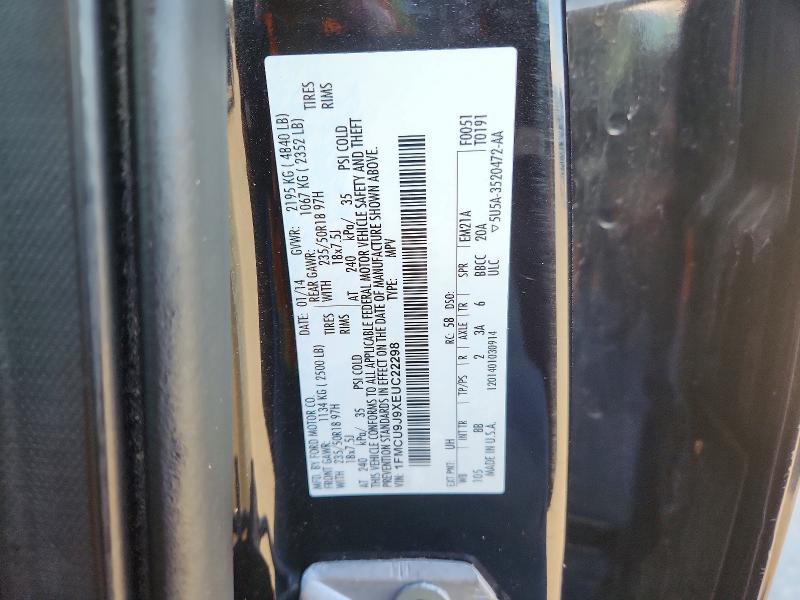 2014 Ford Escape მანქანა იყიდება აუქციონზე, vin: 1FMCU9J9XEUC22298, აუქციონის ნომერი: 51759816