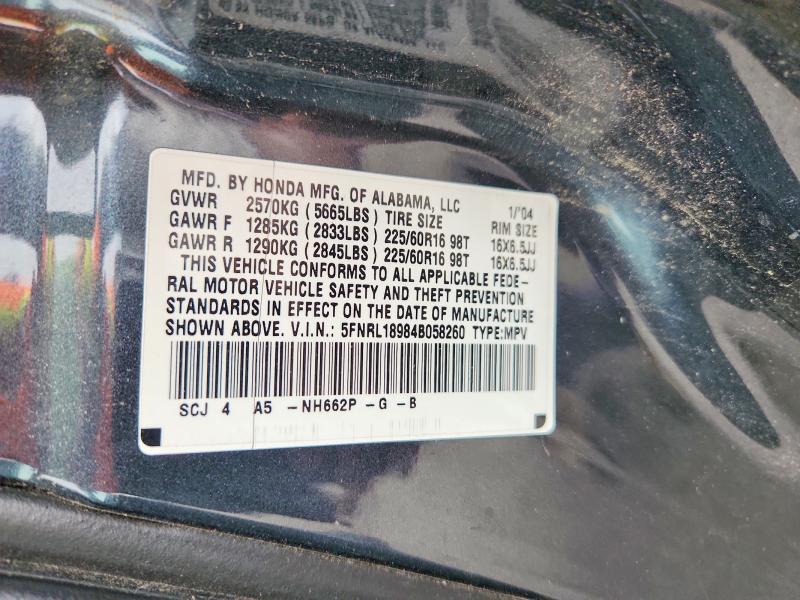 Aukcja sprzedaży 2004 Honda Odyssey, vin: 5FNRL18984B058260, numer aukcji: 52205246