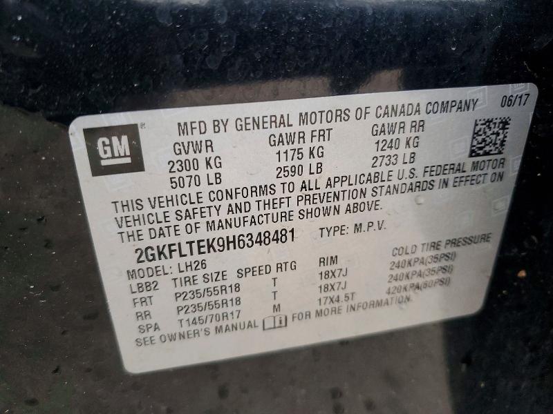Auction sale of the 2017 Gmc Terrain, vin: 2GKFLTEK9H6348481, lot number: 53139266