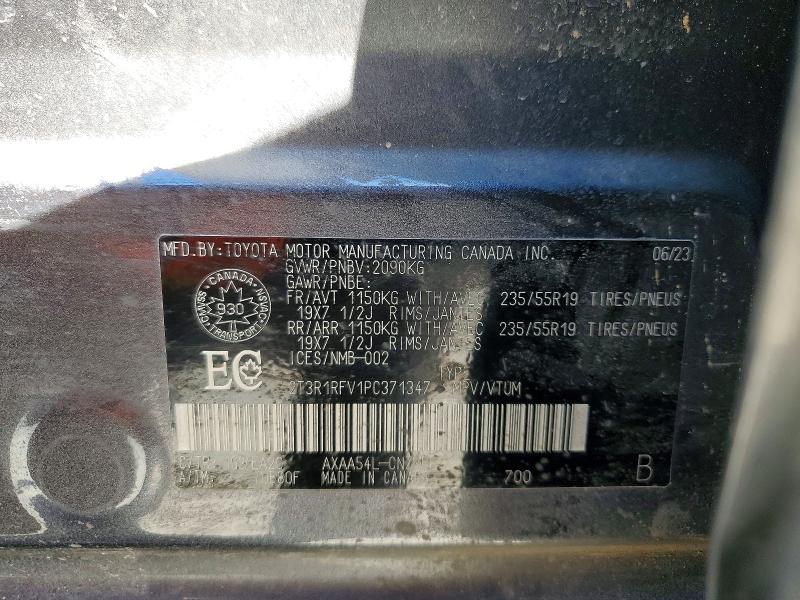 2023 Toyota Rav4 მანქანა იყიდება აუქციონზე, vin: 2T3R1RFV1PC371347, აუქციონის ნომერი: 54214506