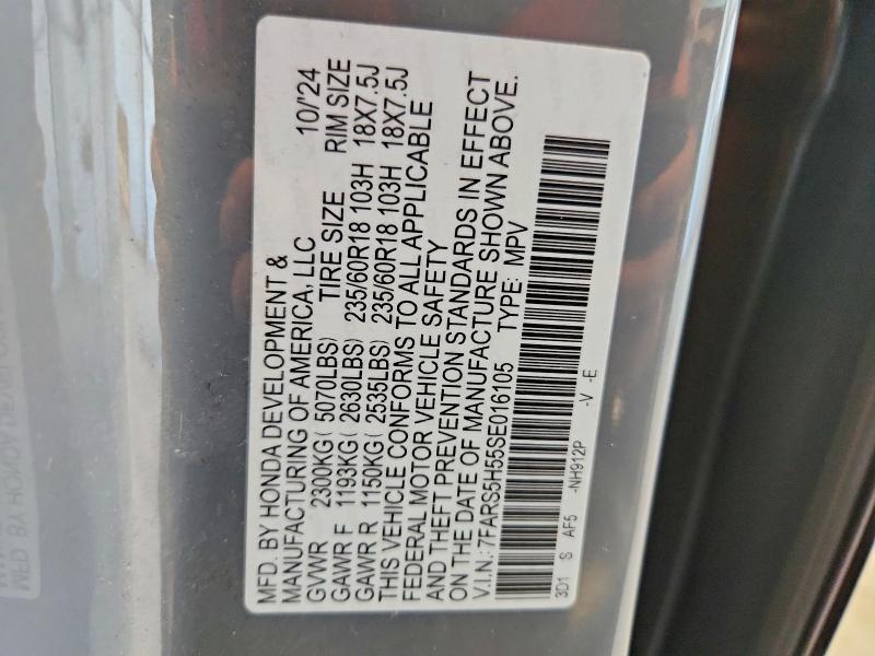 53424656 :رقم المزاد ، 7FARS5H55SE016105 vin ، 2025 Honda Cr-v مزاد بيع