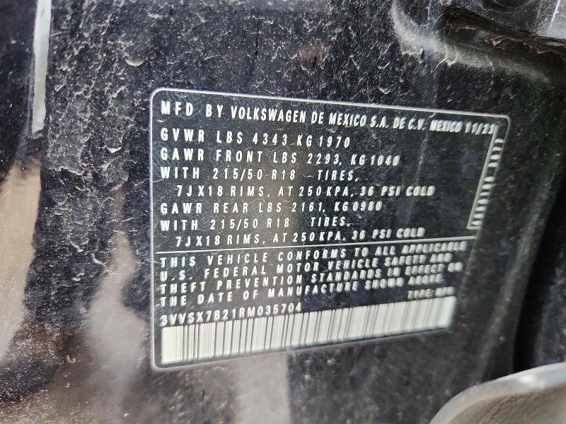 52237066 :رقم المزاد ، 3VVSX7B21RM035704 vin ، 2024 Volkswagen Taos مزاد بيع