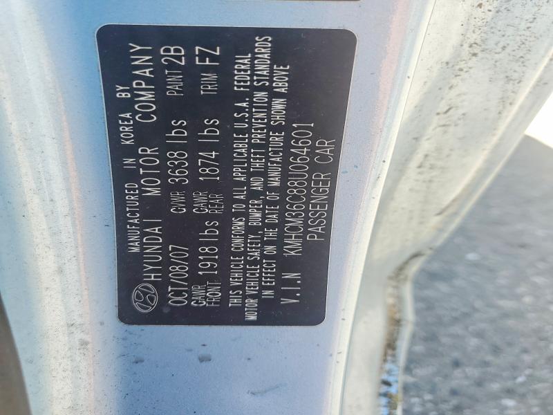 55016116 :رقم المزاد ، KMHCM36C88U064601 vin ، 2008 Hyundai Accent مزاد بيع