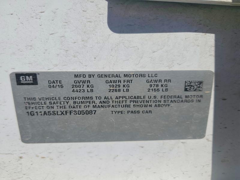 Aukcja sprzedaży 2015 Chevrolet Malibu, vin: 1G11A5SLXFF305087, numer aukcji: 53292136