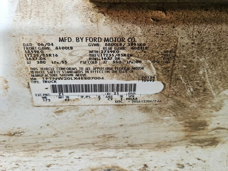 Aukcja sprzedaży 2004 Ford F250, vin: 1FTNW20LX4EE07004, numer aukcji: 54624276