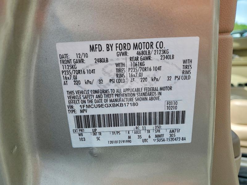 Продажа на аукционе авто 2011 Ford Escape, vin: 1FMCU9EGXBKB17180, номер лота: 54237326