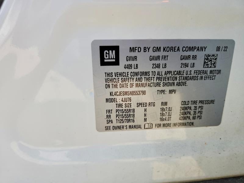 Aukcja sprzedaży 2022 Buick Encore, vin: KL4CJESM5NB553790, numer aukcji: 51469796