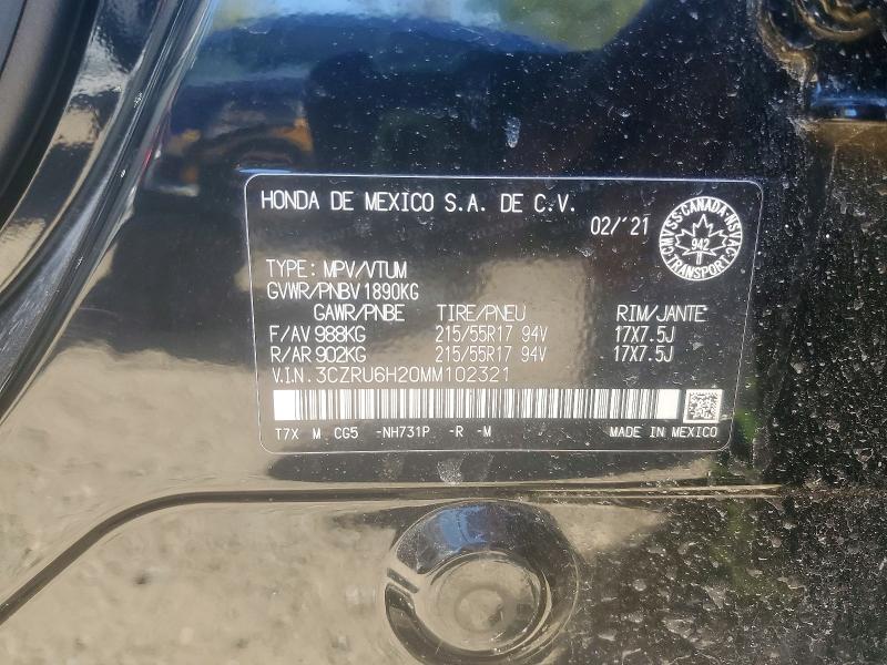 Продажа на аукционе авто 2021 Honda Hr-v, vin: 3CZRU6H20MM102321, номер лота: 41631066