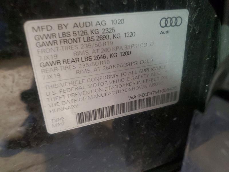 Aukcja sprzedaży 2021 Audi Q3, vin: WA1EECF37M1035428, numer aukcji: 52078336
