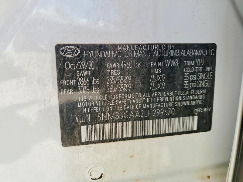 Продаж на аукціоні авто 2020 Hyundai Santa Fe, vin: 5NMS3CAA2LH299570, номер лоту: 53181826