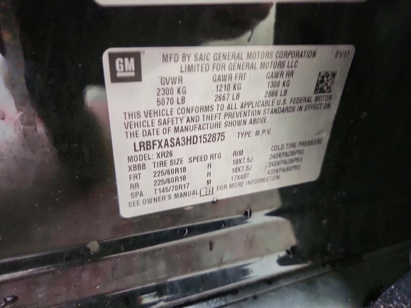 52469576 :رقم المزاد ، LRBFXASA3HD152875 vin ، 2017 Buick Envision مزاد بيع