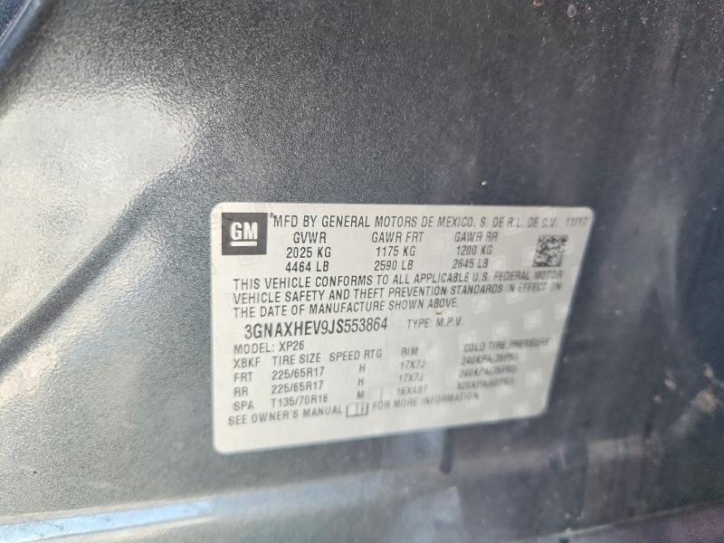 2018 Chevrolet Equinox მანქანა იყიდება აუქციონზე, vin: 3GNAXHEV9JS553864, აუქციონის ნომერი: 54696136