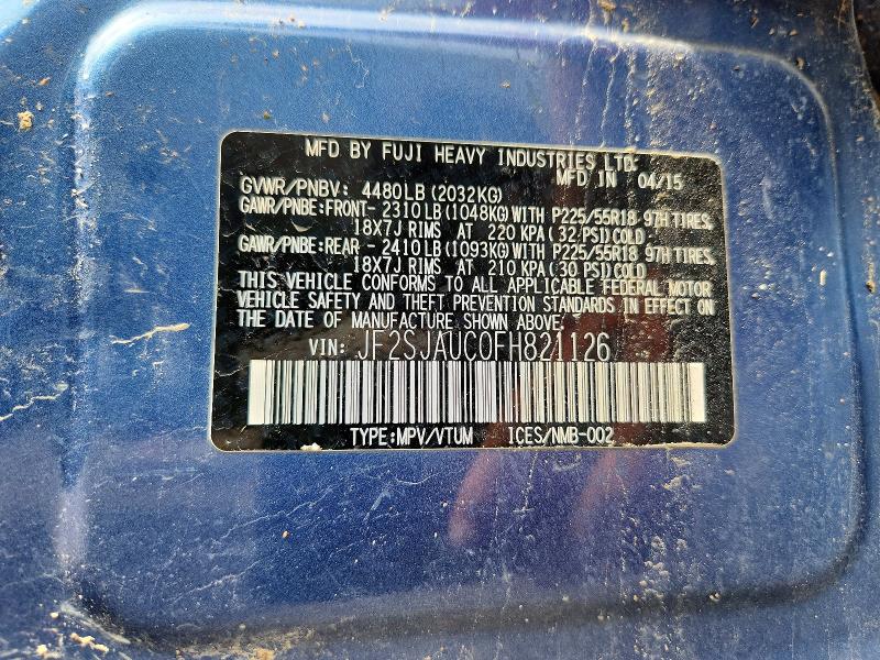 55155256 :رقم المزاد ، JF2SJAUC0FH821126 vin ، 2015 Subaru Forester مزاد بيع