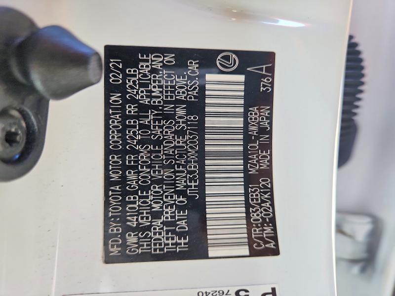2021 Lexus Ux მანქანა იყიდება აუქციონზე, vin: JTHE3JBHXM2037118, აუქციონის ნომერი: 54440226