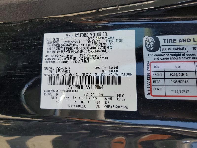 Продажа на аукционе авто 2010 Ford Mustang, vin: 1ZVBP8CH8A5139864, номер лота: 52077776