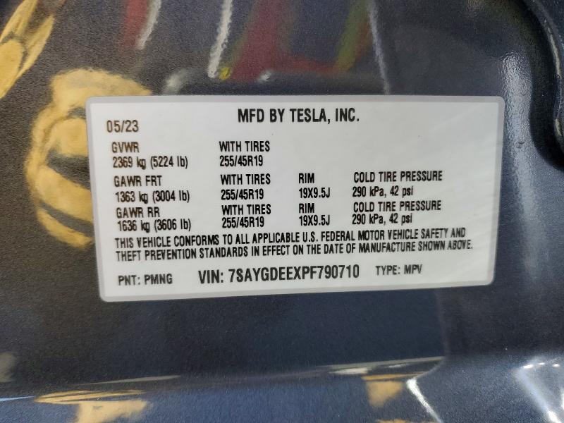 2023 Tesla Model Y მანქანა იყიდება აუქციონზე, vin: 7SAYGDEEXPF790710, აუქციონის ნომერი: 53272046