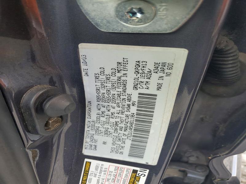 Aukcja sprzedaży 2004 Toyota 4runner, vin: JTEZU14R948011964, numer aukcji: 54199346