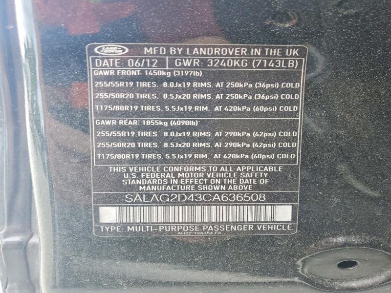 Продажа на аукционе авто 2012 Land Rover Lr4, vin: SALAG2D43CA636508, номер лота: 49363086
