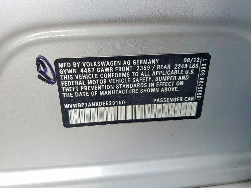 Продажа на аукционе авто 2013 Volkswagen Cc, vin: WVWBP7ANXDE529150, номер лота: 53570256