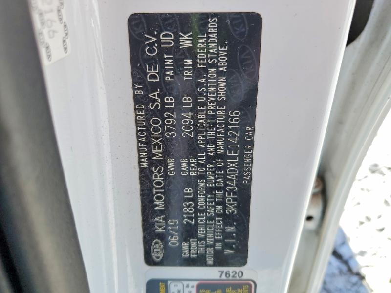 51828936 :رقم المزاد ، 3KPF34ADXLE142166 vin ، 2020 Kia Forte مزاد بيع