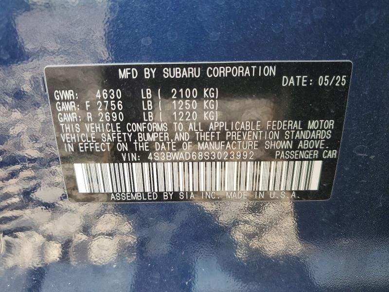 Продажа на аукционе авто 2025 Subaru Legacy, vin: 4S3BWAD68S3023992, номер лота: 55143746