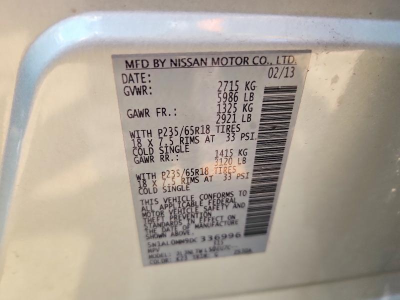 53092566 :رقم المزاد ، 5N1AL0MM9DC336996 vin ، 2013 Infiniti Jx35 مزاد بيع