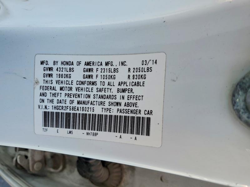 Aukcja sprzedaży 2014 Honda Accord Sedan Ex, vin: 1HGCR2F58EA190215, numer aukcji: 53073306